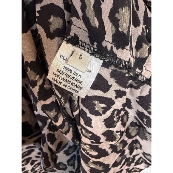 Ulla Johnson Size 6 Dress Black Grey Animal Print Chic 100% Silk - Picture 4 of 6